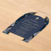Navy Blue Gold Agaat Bevestiging Modern Elegant Acryl Uitnodigingen (Laagn)