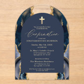 Navy Blue Gold Agaat Bevestiging Modern Elegant Acryl Uitnodigingen (Voorkant)