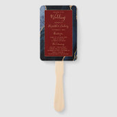 Navy Blue Gold Agaat Bourgondië Wedding Programma Handwaaier (Voorkant)