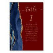 Navy Blue Gold Agaat Bourgondische bruiloft Kaart (Achterkant)