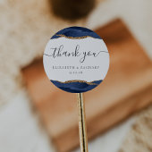 Navy Blue Gold Agaat bruiloft dank u Ronde Sticker