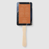 Navy Blue Gold Agaat Burnt Sinaasappel bruiloft pr Handwaaier (Achterkant)