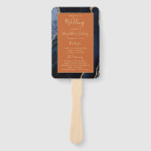 Navy Blue Gold Agaat Burnt Sinaasappel bruiloft pr Handwaaier (Voorkant)