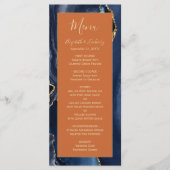 Navy Blue Gold Agaat Burnt Sinaasappel Wedding Men Menu (Voorkant)