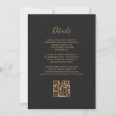 Navy Blue Gold Agaat Dark QR Code Wedding Kaart (Achterkant)
