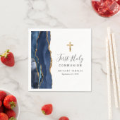 Navy Blue Gold Agaat Eerste Heilige Communie Servet (Insitu)