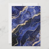 Navy Blue Gold Agaat Elegant Modern Wedding Kaart (Achterkant)