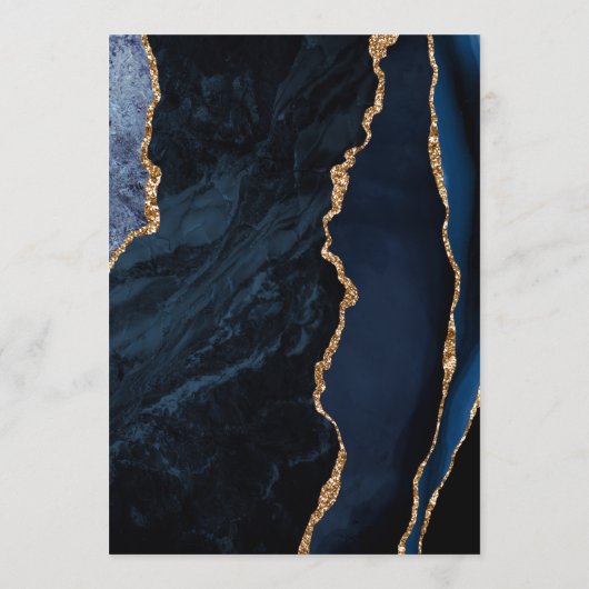 Navy Blue Gold Agaat Modern Script Wedding Menu (Achterkant)