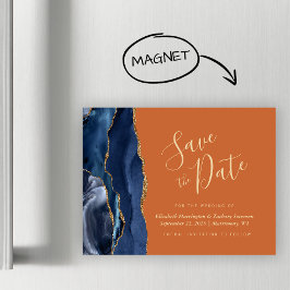 Navy Blue Gold Agaat Rust Magnetisch Save the Date