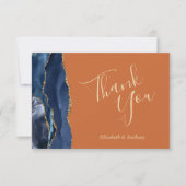 Navy Blue Gold Agaat Rust Wedding Flat Bedankt Kaart (Voorkant)