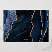 Navy Blue Gold Agaat Save the Date Folie Uitnodiging (Achterkant)