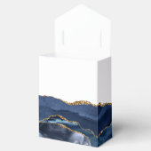 Navy Blue Gold Agaat Script Eerste Communie Bedankdoosjes (Geopend)