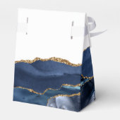 Navy Blue Gold Agaat Script Eerste Communie Bedankdoosjes (Achterkant)