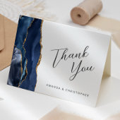 Navy Blue Gold Agaat Script Wedding Bedankt Kaart