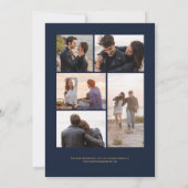 Navy Blue Gold Agate 5-Foto Save The Date (Achterkant)