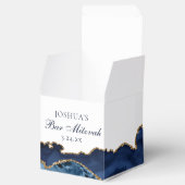 Navy Blue Gold Agate Bar Mitzvah Chic Square Bedankdoosjes (Geopend)