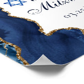 Navy Blue Gold Agate Bar Mitzvah Welkomstwoord Poster (Hoek)