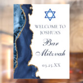 Navy Blue Gold Agate Bar Mitzvah Welkomstwoord Raamsticker (Vel 2)
