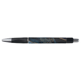Navy Blue Gold Agate Geode Professional Business Pen