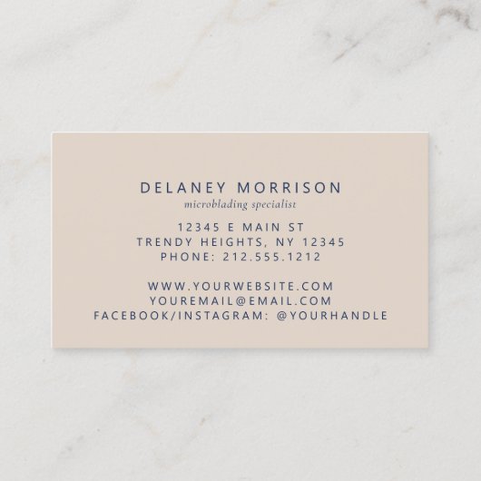 Navy Blue Gold Agate Ivory Luxury Microblading Visitekaartje (Achterkant)