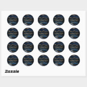 Navy Blue Gold Agate Marble Business Hartelijk dan Ronde Sticker (Vel)
