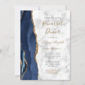  Navy Blue Gold Agate Marble Rehearsal Dinner Kaart (Voorkant)