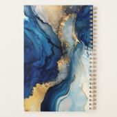Navy Blue Gold Agate Marble Waterverf Planner (Achterkant)