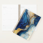 Navy Blue Gold Agate Marble Waterverf Planner (Display)