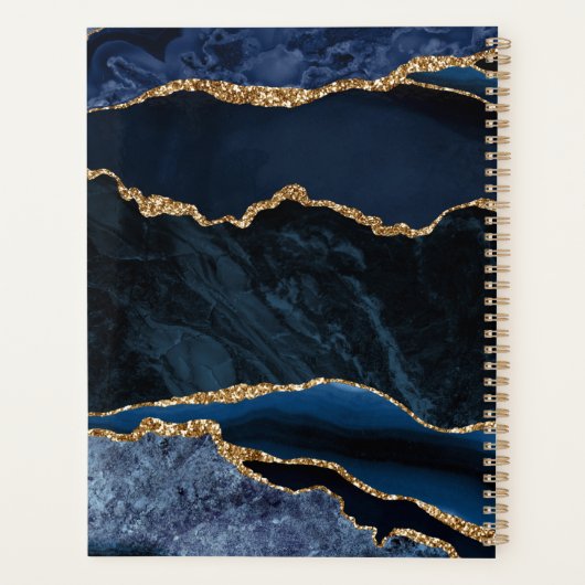 Navy Blue Gold Agate Professional Business Planner (Achterkant)