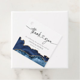 Navy Blue Gold Agate Weddenschap Hartelijk dank Bedankjes Labels