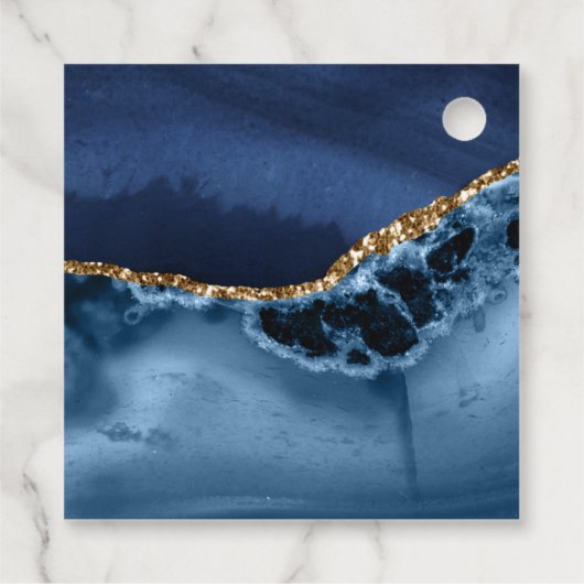 Navy Blue Gold Agate Weddenschap Hartelijk dank Bedankjes Labels (Achterkant)