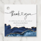 Navy Blue Gold Agate Weddenschap Hartelijk dank Bedankjes Labels (Voorkant)