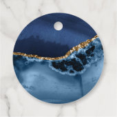 Navy Blue Gold Agate Weddenschap Hartelijk dank Bedankjes Labels (Achterkant)