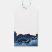 Navy Blue Gold Agate Weddenschap Hartelijk dank Cadeaulabel (Achterkant)