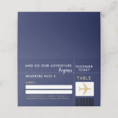 Navy Blue Gold Airline Ticket Gastenzitplaatsen Plaatskaartje (Buitenkant ongevouwen)