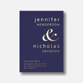 Navy Blue Gold Ampersand Wedding Save the Date Folie Uitnodiging