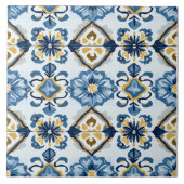 Navy Blue, Gold and Blue Ceramic Tile Tegeltje (Voorkant)