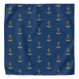 Navy blue gold ankerpatroon bandana