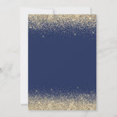 Navy Blue Gold Any Age Birthday Glitter Kaart (Achterkant)