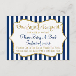 Navy Blue Gold Baby shower Book Kaart brengt boek 