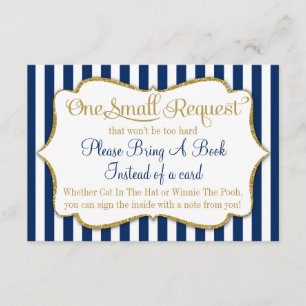 Navy Blue Gold Baby shower Book Kaart brengt boek 