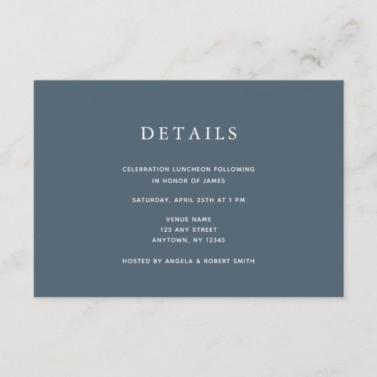 Navy Blue & Gold Bar Mitswa Details Kaart (Voorkant)