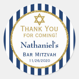 Navy Blue Gold Bar Mitzvah - Hartelijk dank Ronde Sticker