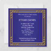 Navy Blue Gold Bar Mitzvah Kaart (Achterkant)