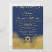 Navy Blue Gold Bar Mitzvah - uitnodiging (Voorkant)