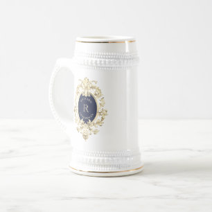 Navy Blue Gold Baroque Groomsman Bierpul
