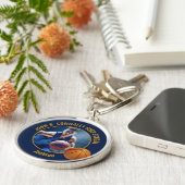 Navy Blue Gold Basketball Player Photo Sleutelhanger (Zijkant)