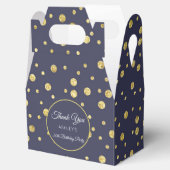 Navy Blue Gold Birthday Glitter Stippen Patroon Bedankdoosjes (Geopend)