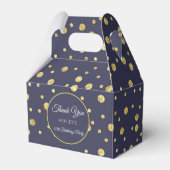 Navy Blue Gold Birthday Glitter Stippen Patroon Bedankdoosjes (Voorkant Zijde)
