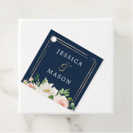 Navy Blue Gold Blush Bedankje Favor Tag Bedankjes Labels